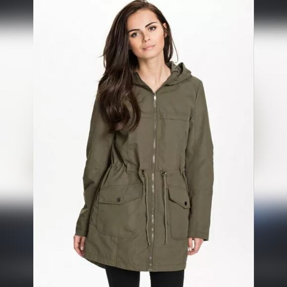VILA Vifreya Jacket Size Small Rain Trench Sage Green Hobo Gorpcore Modest Basic - Picture 1 of 7